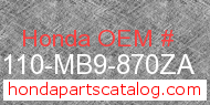 Honda 81110-MB9-870ZA genuine part number image