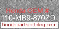 Honda 81110-MB9-870ZD genuine part number image