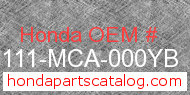 Honda 81111-MCA-000YB genuine part number image