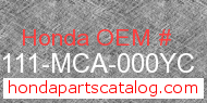 Honda 81111-MCA-000YC genuine part number image
