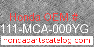 Honda 81111-MCA-000YG genuine part number image