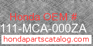 Honda 81111-MCA-000ZA genuine part number image