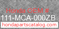 Honda 81111-MCA-000ZB genuine part number image