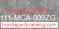 Honda 81111-MCA-000ZG genuine part number image