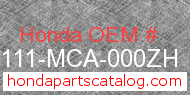 Honda 81111-MCA-000ZH genuine part number image