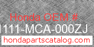 Honda 81111-MCA-000ZJ genuine part number image