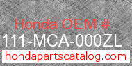 Honda 81111-MCA-000ZL genuine part number image