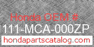 Honda 81111-MCA-000ZP genuine part number image