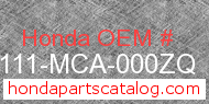 Honda 81111-MCA-000ZQ genuine part number image