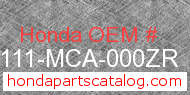 Honda 81111-MCA-000ZR genuine part number image