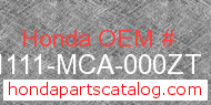 Honda 81111-MCA-000ZT genuine part number image