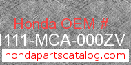 Honda 81111-MCA-000ZV genuine part number image