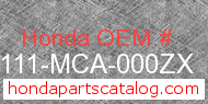 Honda 81111-MCA-000ZX genuine part number image