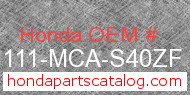 Honda 81111-MCA-S40ZF genuine part number image