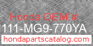 Honda 81111-MG9-770YA genuine part number image