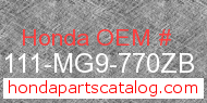 Honda 81111-MG9-770ZB genuine part number image