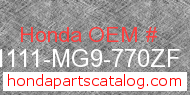 Honda 81111-MG9-770ZF genuine part number image