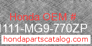 Honda 81111-MG9-770ZP genuine part number image