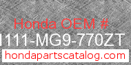 Honda 81111-MG9-770ZT genuine part number image