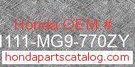 Honda 81111-MG9-770ZY genuine part number image