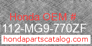 Honda 81112-MG9-770ZF genuine part number image
