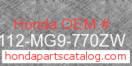Honda 81112-MG9-770ZW genuine part number image