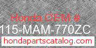 Honda 81115-MAM-770ZC genuine part number image