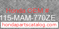 Honda 81115-MAM-770ZE genuine part number image