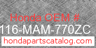 Honda 81116-MAM-770ZC genuine part number image