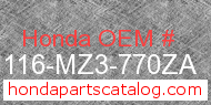 Honda 81116-MZ3-770ZA genuine part number image