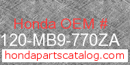 Honda 81120-MB9-770ZA genuine part number image