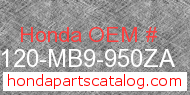 Honda 81120-MB9-950ZA genuine part number image