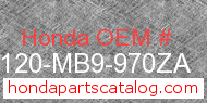 Honda 81120-MB9-970ZA genuine part number image