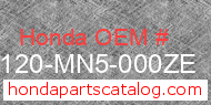 Honda 81120-MN5-000ZE genuine part number image