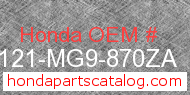 Honda 81121-MG9-870ZA genuine part number image