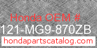 Honda 81121-MG9-870ZB genuine part number image