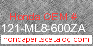 Honda 81121-ML8-600ZA genuine part number image