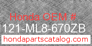 Honda 81121-ML8-670ZB genuine part number image