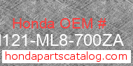 Honda 81121-ML8-700ZA genuine part number image