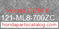 Honda 81121-ML8-700ZC genuine part number image