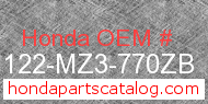 Honda 81122-MZ3-770ZB genuine part number image