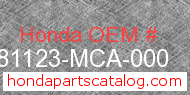 Honda 81123-MCA-000 genuine part number image