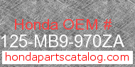 Honda 81125-MB9-970ZA genuine part number image