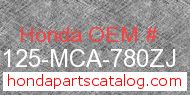 Honda 81125-MCA-780ZJ genuine part number image