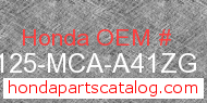 Honda 81125-MCA-A41ZG genuine part number image