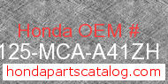 Honda 81125-MCA-A41ZH genuine part number image