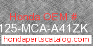 Honda 81125-MCA-A41ZK genuine part number image