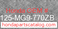 Honda 81125-MG9-770ZB genuine part number image