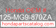 Honda 81125-MG9-870ZA genuine part number image