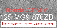 Honda 81125-MG9-870ZB genuine part number image
